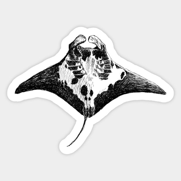 Giant Manta Ray Print Sticker by rachelsfinelines